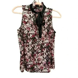 The Limited Floral Ruffle Tie Neck Blouse,  Small,   EUC​​​​​​​​